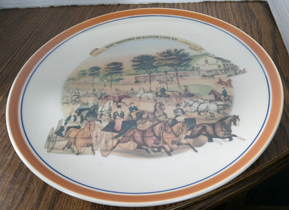 CURRIER AND IVES "FAST TROTTER ON HARLEM LANE NEW YORK" 1O INCH PLATE